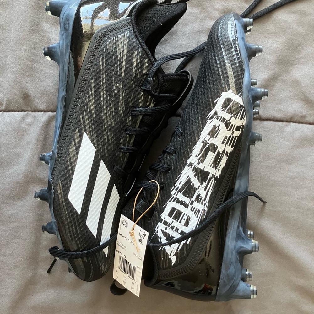 Adidas Black and White Adizero Football Cleats